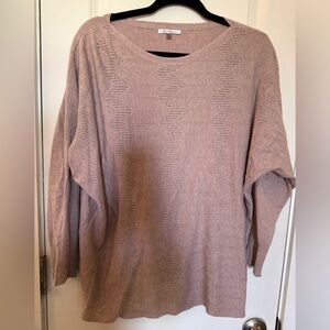 Vince Camuto Dusty Rose Open-Knit Crewneck Sweater